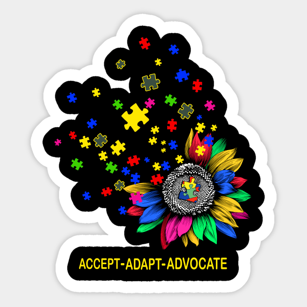 Cute Sunflower Accept Adapt Advocate Autism Awareness Sticker by Magazine